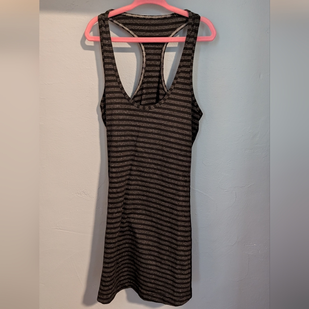 Lululemon Athletica Black and Gray Striped Tank Top